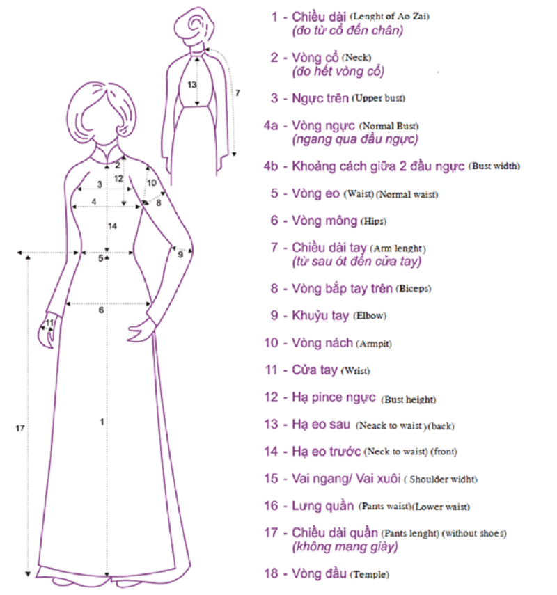 Bảng size áo dài nữ chi tiết và cách đo chuẩn nhất